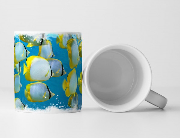 Paul Sinus Art Tasse Geschenk Tierfotografie – Tropischer Fischschwarm in der Karibik