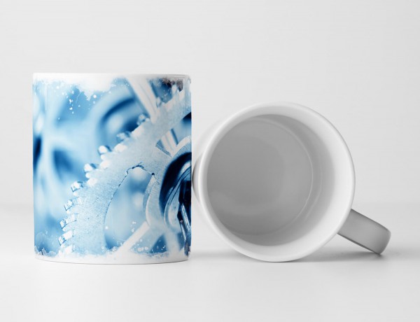 Paul Sinus Art Tasse Geschenk Künstlerische Fotografie – Blaues Zahnrad