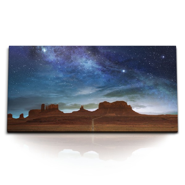 Paul Sinus Art Kunstdruck Bilder 120x60cm Monument Valley Arizona USA Berge Sterne Milchstraße