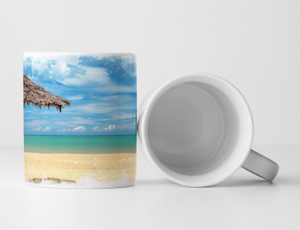 Paul Sinus Art Tasse Geschenk Landschaftsfotografie – Tropischer Strand mit Sonnenschirm