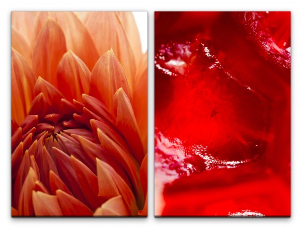 Paul Sinus Art 2 Bilder je 60x90cm Dahlie rote Blume Sommer Warm Blüte Fotokunst Makrofotografie