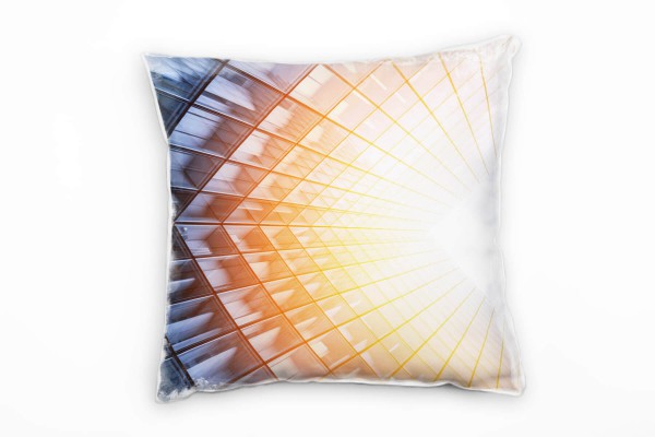 Paul Sinus Art Urban, Abstrakt, Hochhäuser, Sonne, orange Deko Kissen 40x40cm für Couch Sofa Lounge Zierkissen