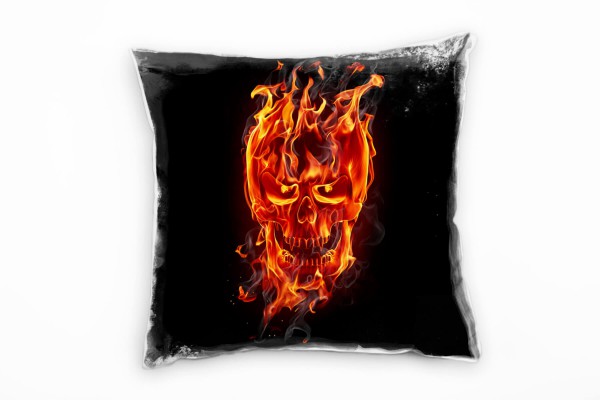 Paul Sinus Art Abstrakt, rot, schwarz, Totenkopf, Flamen Deko Kissen 40x40cm für Couch Sofa Lounge Zierkissen