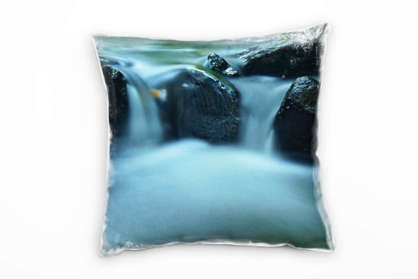 Paul Sinus Art Natur, Steine, Wasser, Grünstich, grau Deko Kissen 40x40cm für Couch Sofa Lounge Zierkissen