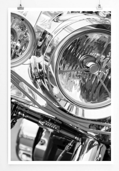 Paul Sinus Art Künstlerische Fotografie 60x90cm Poster Motorrad Lichter schwarz weiß