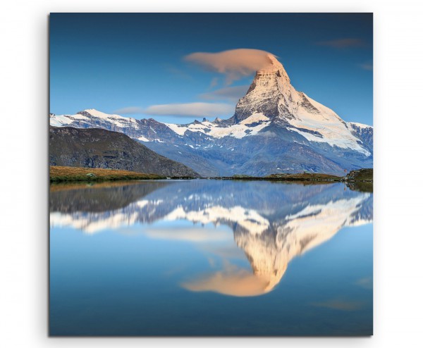 Paul Sinus Art Landschaftsfotografie – Alpensee in der Schweiz auf Leinwand