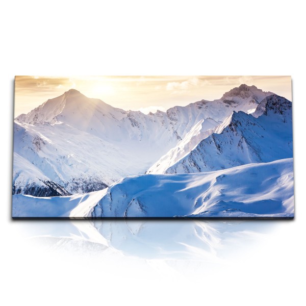 Paul Sinus Art Kunstdruck Bilder 120x60cm Berge Alpen Schneeberge Schnee Sonnenuntergang