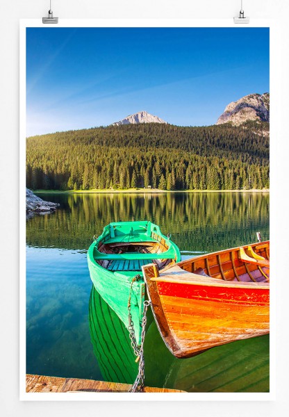 Paul Sinus Art 60x90cm Landschaftsfotografie Poster Boote im Durmitor Nationalpark