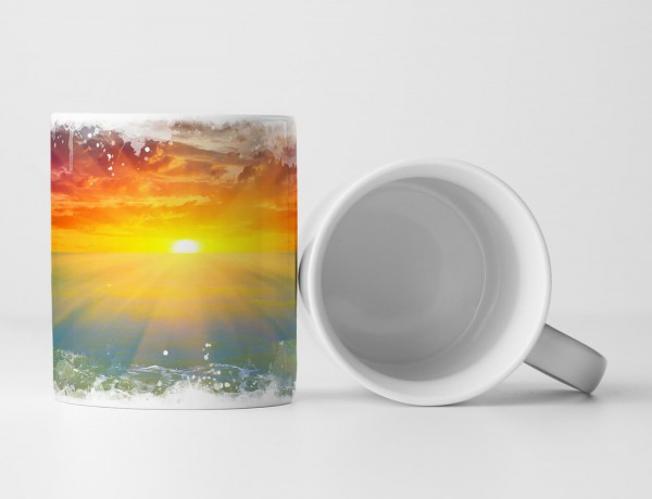 Paul Sinus Art Tasse Geschenk Naturfotografie – Sonnenaufgang am Strand mit Iris