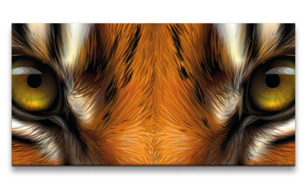 Paul Sinus Art Leinwandbild 120x60cm Tiger Augen Tor zur Seele Mystisch Kunstvoll