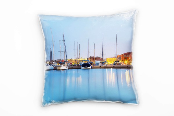 Paul Sinus Art Strand und Meer, Boot, orange, blau, Ägypten Deko Kissen 40x40cm für Couch Sofa Lounge Zierkissen