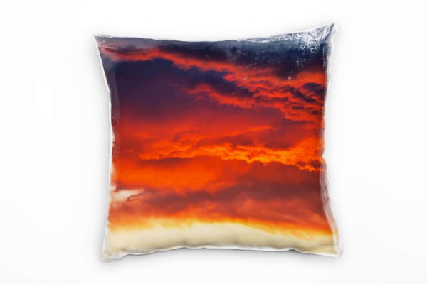 Paul Sinus Art Natur, rot, grau, Sonnenuntergang, rote Wolken Deko Kissen 40x40cm für Couch Sofa Lounge Zierkissen