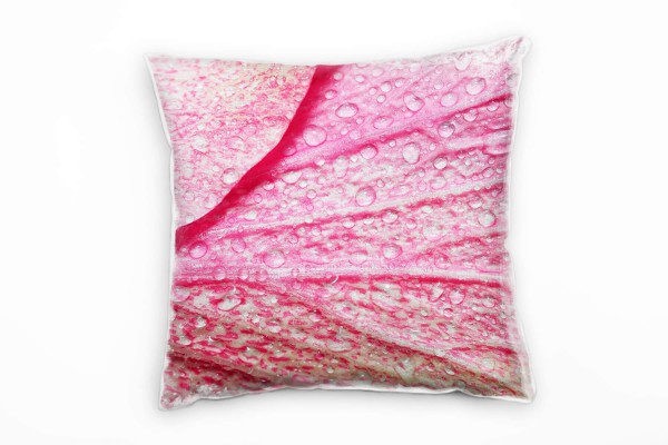 Paul Sinus Art Macro, Blütenblatt, Wassertropfen, pink Deko Kissen 40x40cm für Couch Sofa Lounge Zierkissen