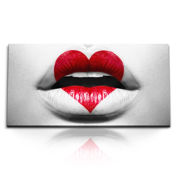 Paul Sinus Art Kunstdruck Bilder 120x60cm Sexy Lippen Herz roter Lippenstift Schlafzimmer