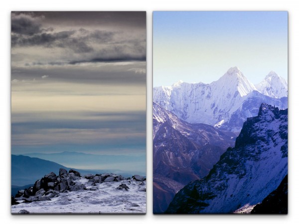 Paul Sinus Art 2 Bilder je 60x90cm Berge Himmel Himalaja Schneegipfel Balu Natur Stille