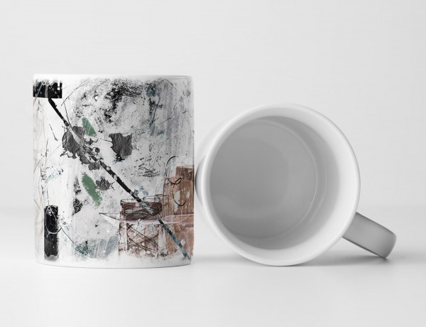 Paul Sinus Art Tasse Geschenk hellgraue Grundierung; schwarz, braun, grün Elemente