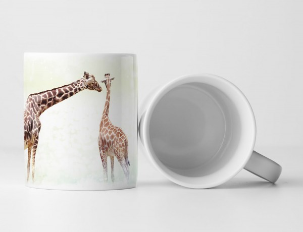 Paul Sinus Art Tasse Geschenk Tierfotografie – Giraffenfamilie Mutter und Kind