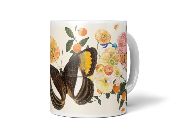 Paul Sinus Art Dekorative Tasse mit schönem Motiv Schmetterling Frühling Blumen Farbenfroh Vintage