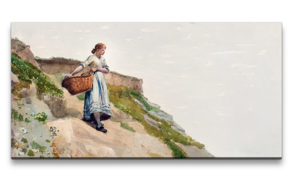 Paul Sinus Art Remaster 120x60cm Winslow Homer weltberühmtes Wandbild Girl Carrying a Basket zeitlose Kunst