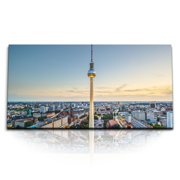 Kunstdruck Bilder 120x60cm Berliner Fernsehturm Berlin Deutschland Sonnenuntergang