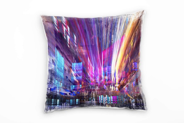 Paul Sinus Art City, Abstrakt, Nacht, Lichter, unscharf, bunt Deko Kissen 40x40cm für Couch Sofa Lounge Zierkissen