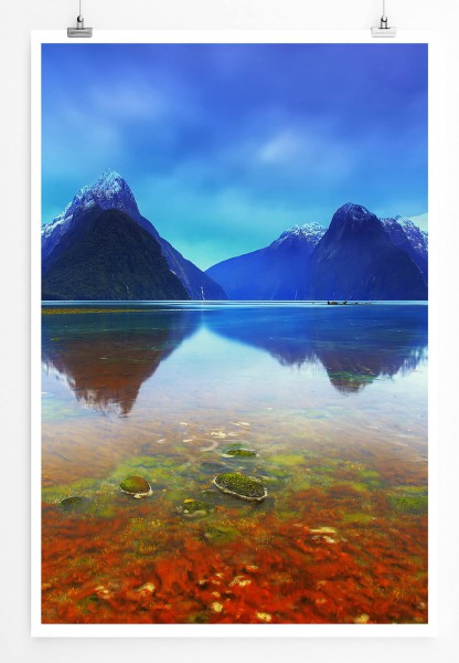 Paul Sinus Art Landschaftsfotografie 60x90cm Poster Traumhafte Gebirgslandschaft Neuseeland