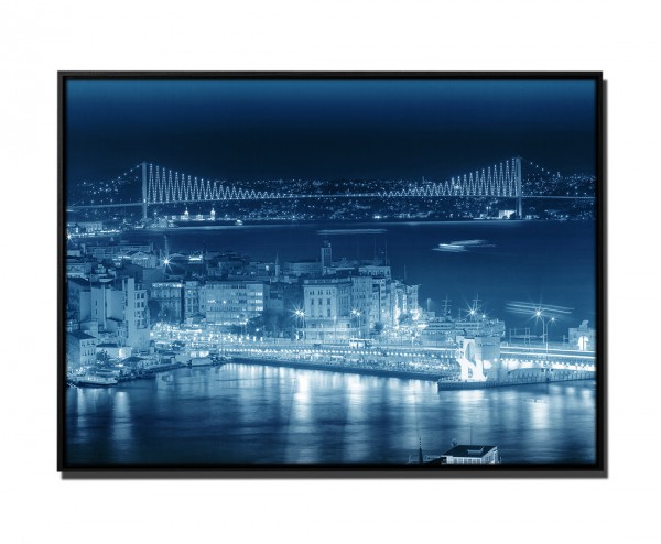 Paul Sinus Art 105x75cm Leinwandbild Petrol Bosporusbrücke Istanbul nachts