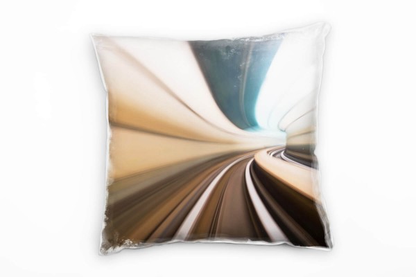 Paul Sinus Art Urban, Tunnel, Geschwindigkeit, braun, grau, beige Deko Kissen 40x40cm für Couch Sofa Lounge Zierkis