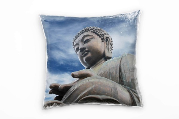 Paul Sinus Art künstlerische Fotografie, grau, Buddha, Hongkong Deko Kissen 40x40cm für Couch Sofa Lounge Zierkisse