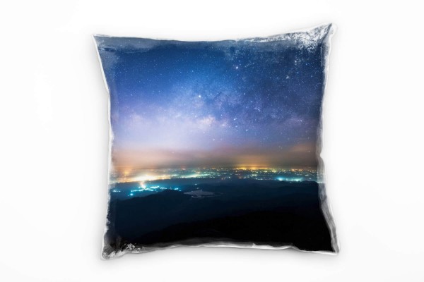 Paul Sinus Art Landschaft, Sterne, Nacht, Milchstraße Deko Kissen 40x40cm für Couch Sofa Lounge Zierkissen