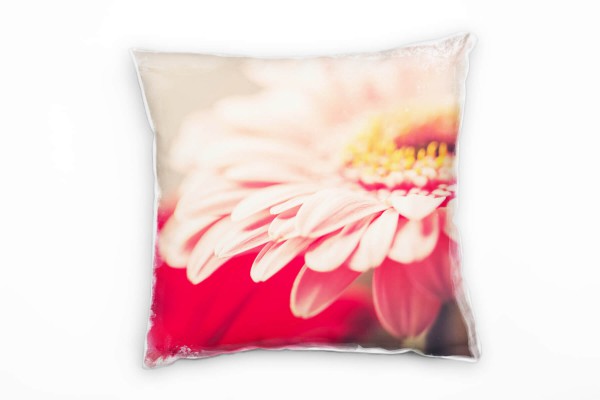 Paul Sinus Art Macro, Blumen, Blütenblätter, pink, orange Deko Kissen 40x40cm für Couch Sofa Lounge Zierkissen