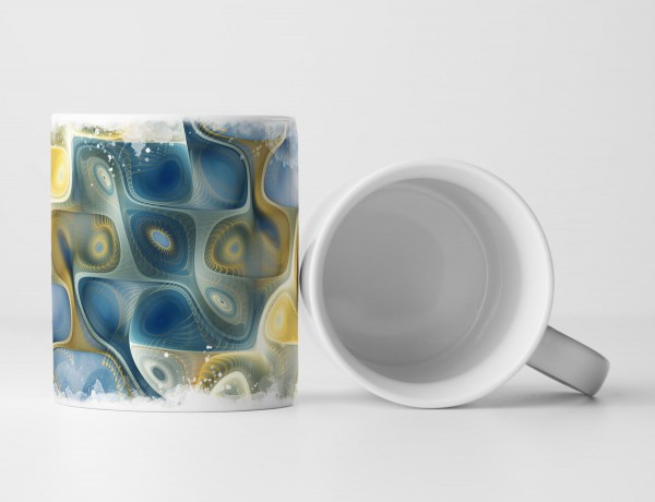 Paul Sinus Art Tasse Geschenk Bild – abstrakte Wellen in gelb und blau