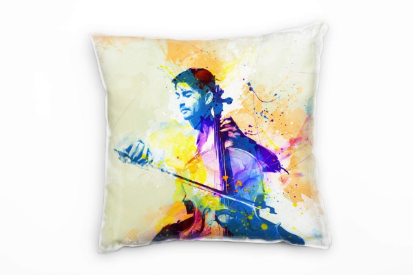 Paul Sinus Art Chello Spieler I Deko Kissen Bezug 40x40cm für Couch Sofa Lounge Zierkissen