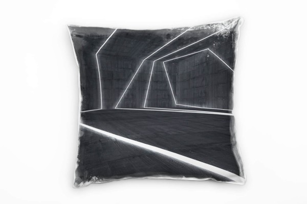 Paul Sinus Art Abstrakt, Lichtstrahlen, Raum, grau Deko Kissen 40x40cm für Couch Sofa Lounge Zierkissen