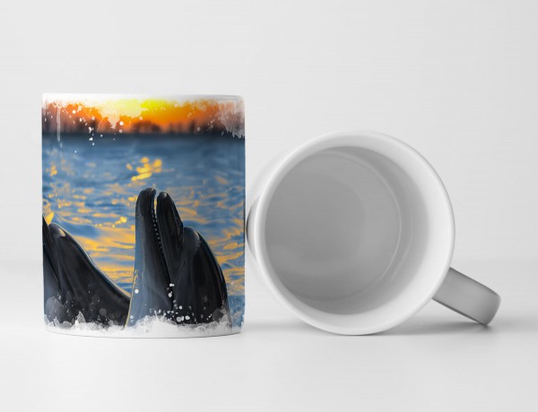 Paul Sinus Art Tasse Geschenk Tierfotografie – Delfingruppe bei Sonnenaufgang im Meer