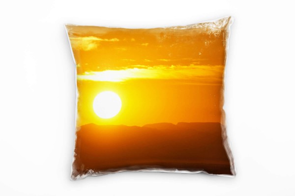 Paul Sinus Art Landschaft, orange, braun, Sonnenuntergang, Afrika Deko Kissen 40x40cm für Couch Sofa Lounge Zierkis