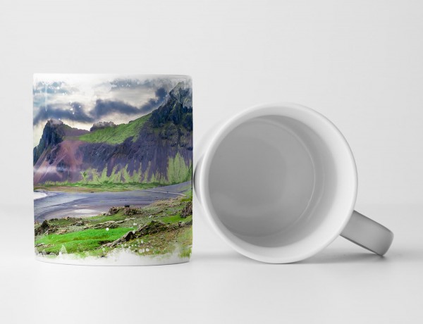 Paul Sinus Art Tasse Geschenk Landschaftsfotografie – Vulkanlandschaft mit See Island