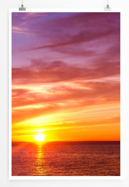 Paul Sinus Art Landschaftsfotografie 60x90cm Poster Feuriger Sonnenaufgang am Meer