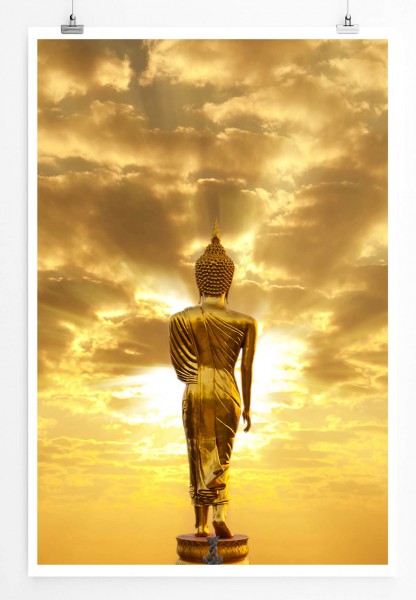 Paul Sinus Art Künstlerische Fotografie 60x90cm Poster Goldener thailändischer Buddha