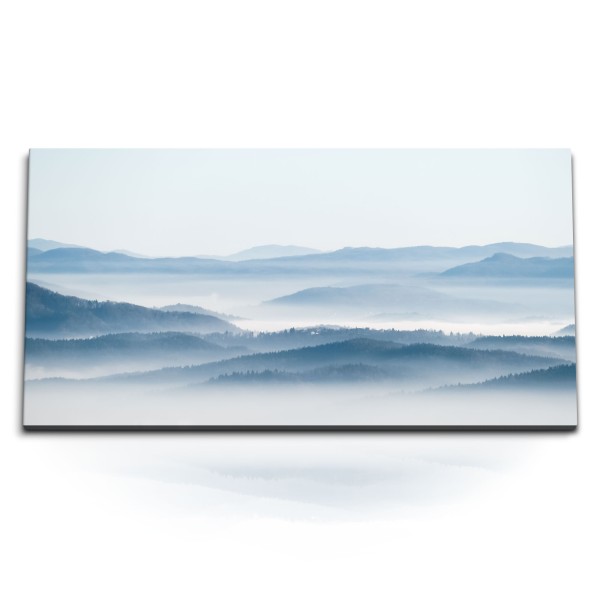 Paul Sinus Art Kunstdruck Bilder 120x60cm Blaue Berge Hellblau Berglandschaft Nebel