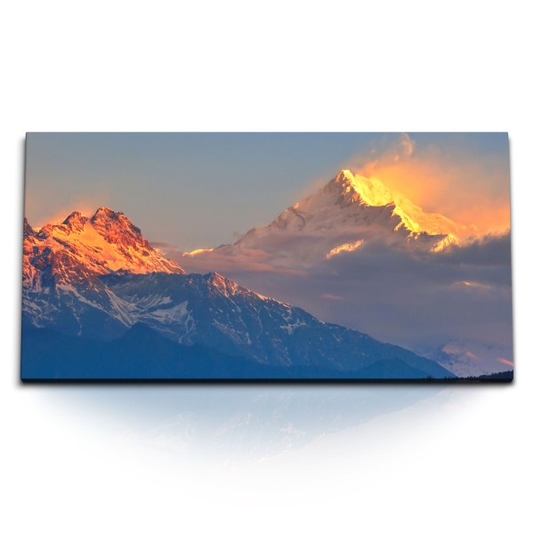 Paul Sinus Art Kunstdruck Bilder 120x60cm Berge Berggipfel Schneegipfel Himalaya Sonnenuntergang