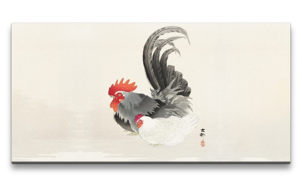 Paul Sinus Art Remaster 120x60cm Ohara Koson traditionell japanische Kunst Hahn Huhn