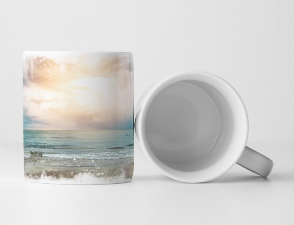 Paul Sinus Art Tasse Geschenk Gemütlicher Sonnenaufgang am Strand