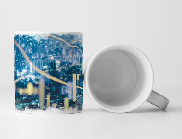 Paul Sinus Art Tasse Geschenk Diagramme vor einer Großstadt bei Nacht