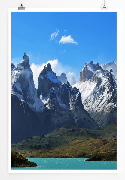 Paul Sinus Art 90x60cm Poster Los Kuernos im Nationalpark Torres del Paine Chile