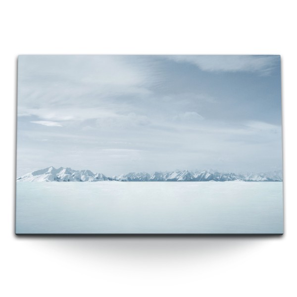 Paul Sinus Art 120x80cm Wandbild auf Leinwand Eislandschaft Schnee Weiß Antarktis Winter Berge