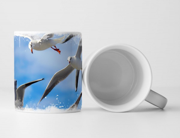 Paul Sinus Art Tasse Geschenk Tierfotografie – Möwen im Wind