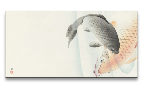 Paul Sinus Art Remaster 120x60cm Ohara Koson traditionell japanische Kunst Koi Fische im Teich Harmonie Japan