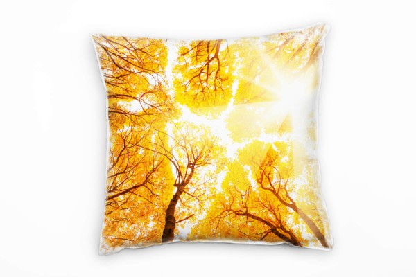 Paul Sinus Art Herbst, orange, Laubbäume von unten Deko Kissen 40x40cm für Couch Sofa Lounge Zierkissen