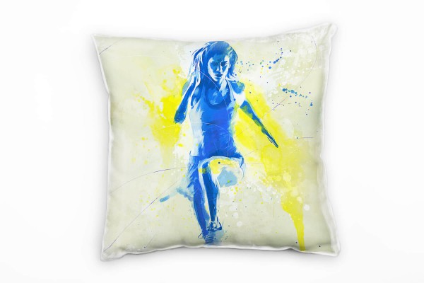 Paul Sinus Art Running Woman Deko Kissen Bezug 40x40cm für Couch Sofa Lounge Zierkissen